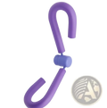 Purple foam inner thigh and pelvic floor leg trainer with curved s-shaped design and central pivot joint