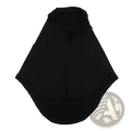 Black soft fabric hooded cape shown from back as instant full cover hijab bonnet shawl for easy wear and coverage