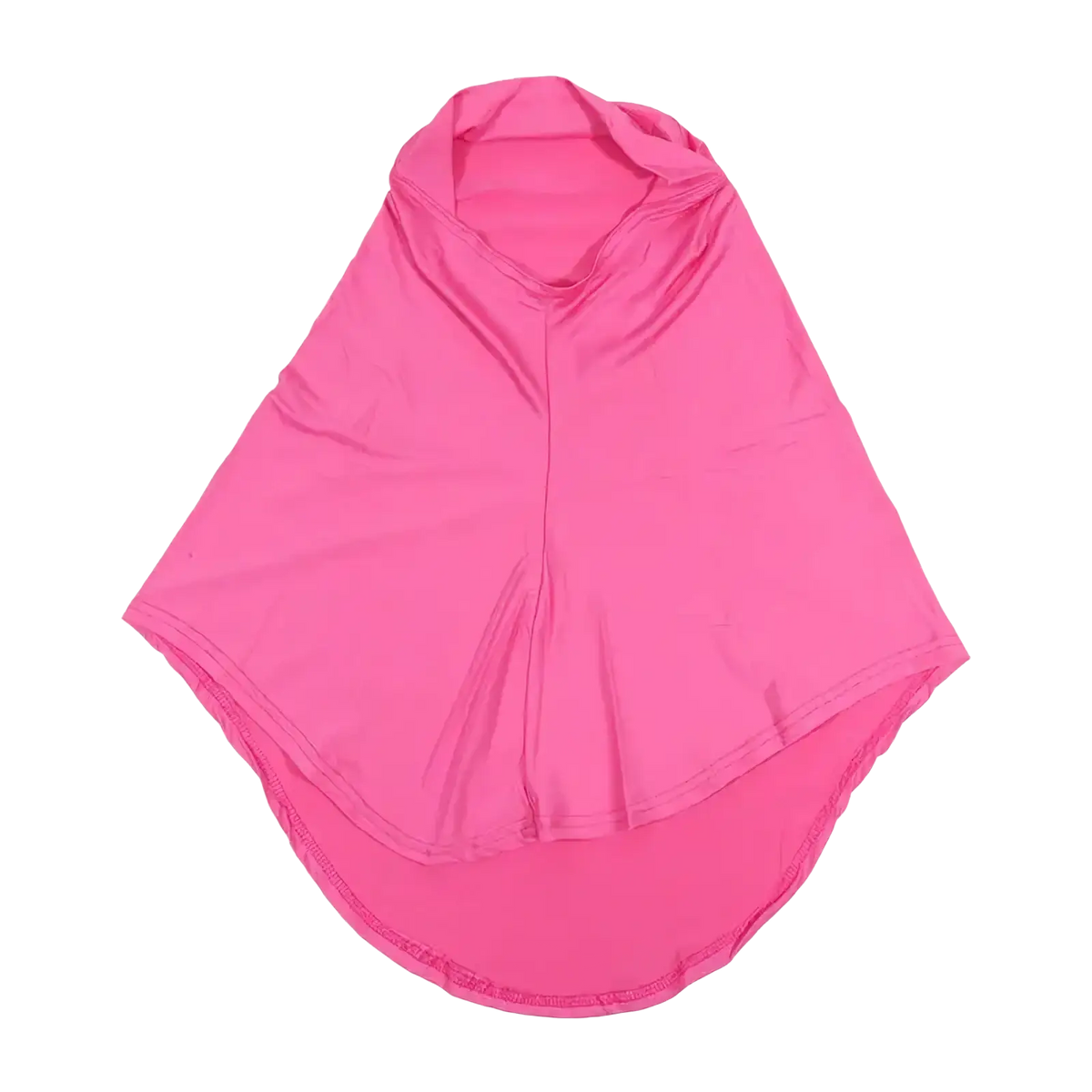 A vibrant pink lightweight fabric poncho with hood and soft drape for instant full cover hijab bonnet shawl use