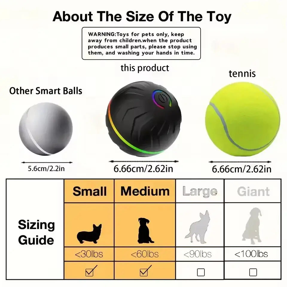 Black interactive ball dog toy with textured surface and colorful led lights for engaging play sessions
