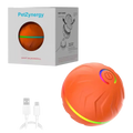 Orange smart bouncing ball dog toy with rainbow led lights and textured surface interactive ball dog toy