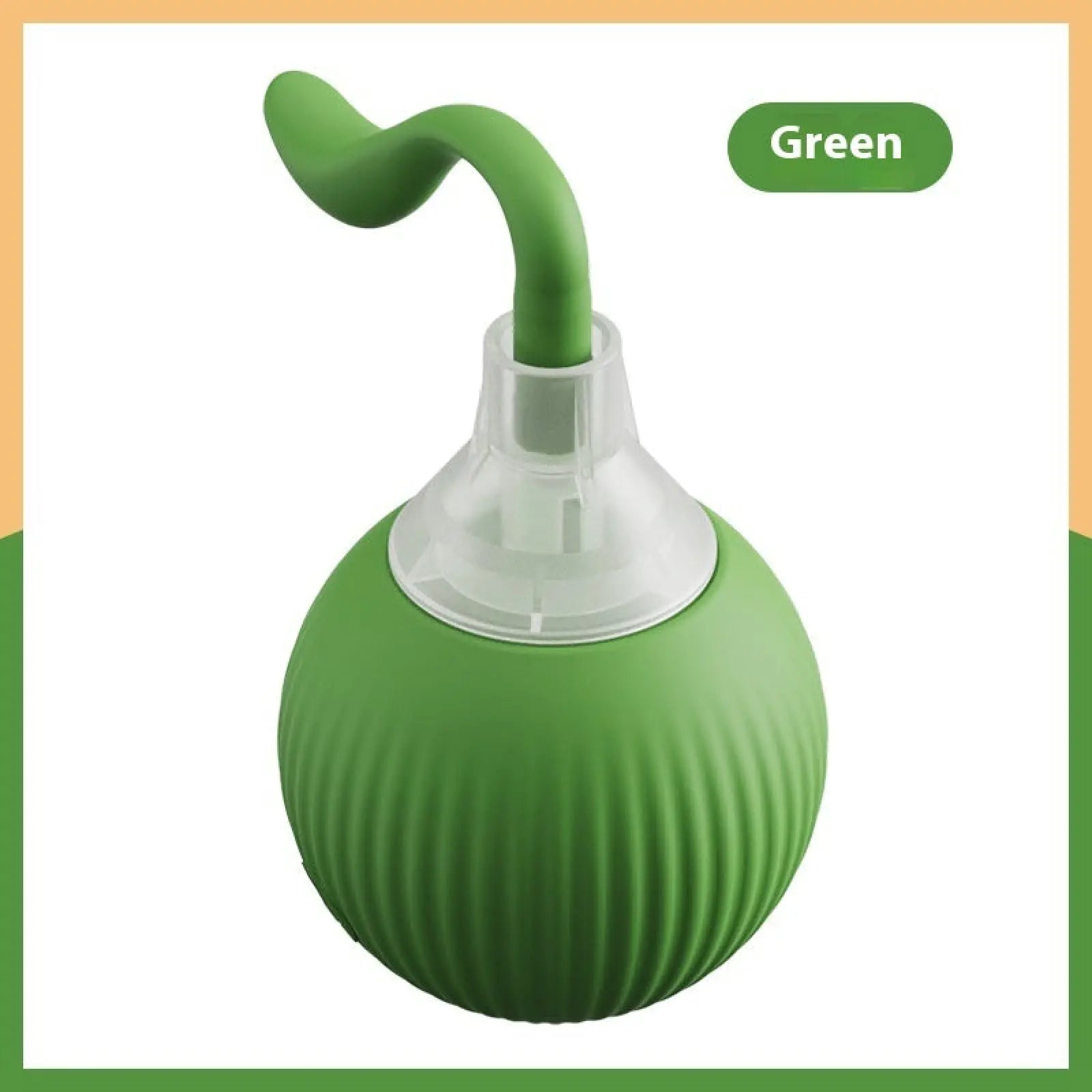 Green silicone bulb with clear plastic nozzle and curved stem for interactive cat toy ball automatic moving roller toy