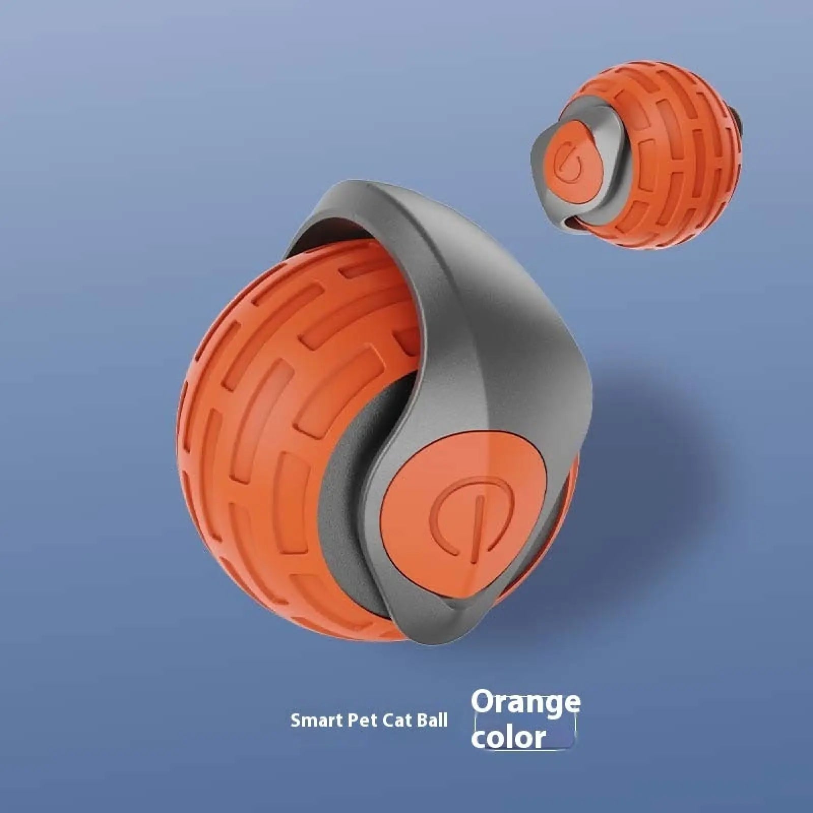 Orange interactive cat toy ball with textured surface and gray accents smart electric usb rechargeable design