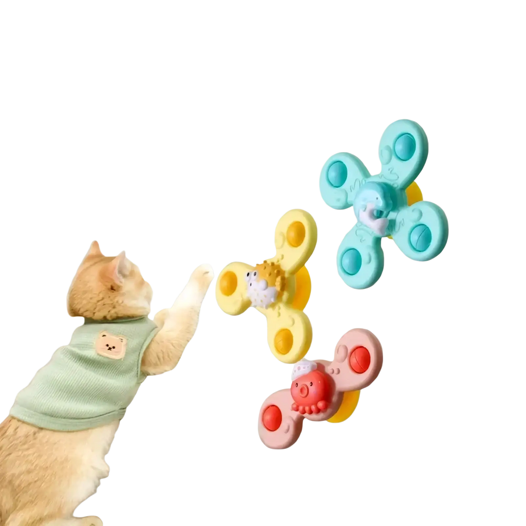Colorful soft plastic magnetic wall toys shaped like animals with round buttons interactive cat toy for boredom relief