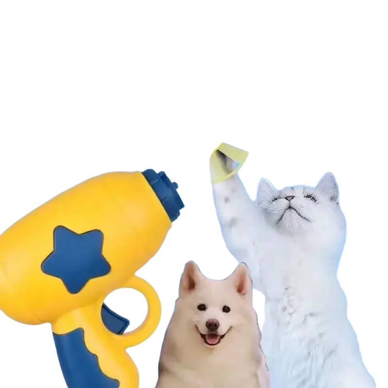Yellow and blue plastic interactive flying disc cat toy with star-shaped design for pet play and exercise