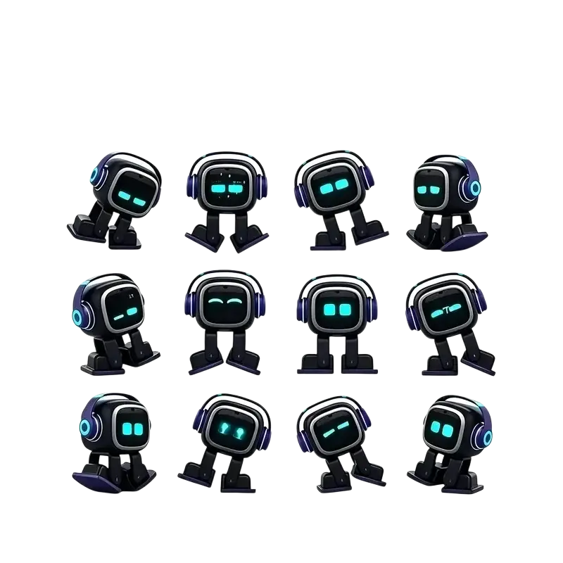 Interactive robot toy with led touch control usb rechargeable black and purple figurines with glowing teal eyes for 6-12y