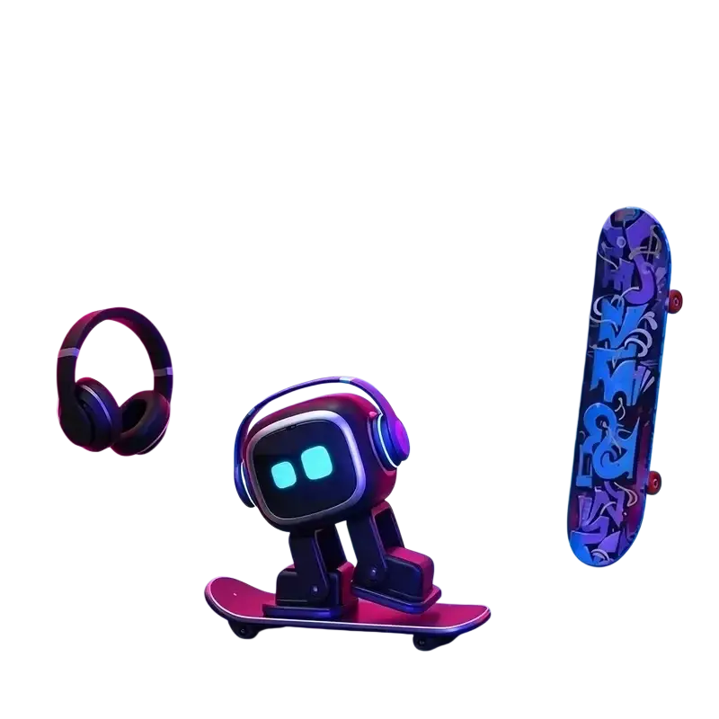A sleek black and purple interactive robot toy with led touch control and usb rechargeable features for 6-12y