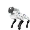 Interactive robotic dog toy with voice control featuring a white and black ai design with blue accent markings