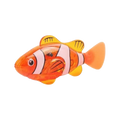 Orange and white striped plastic clownfish interactive robotic fish cat toy with yellow fins for pets entertainment