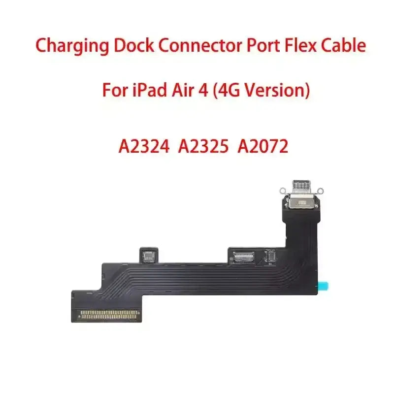 Black flex cable with metallic charging port for ipad air 4 4g designed as replacement charging port flex cable