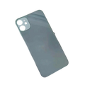 Back side of a sleek matte black iphone 11 replacement rear battery door with smooth glass finish and camera lens cutout