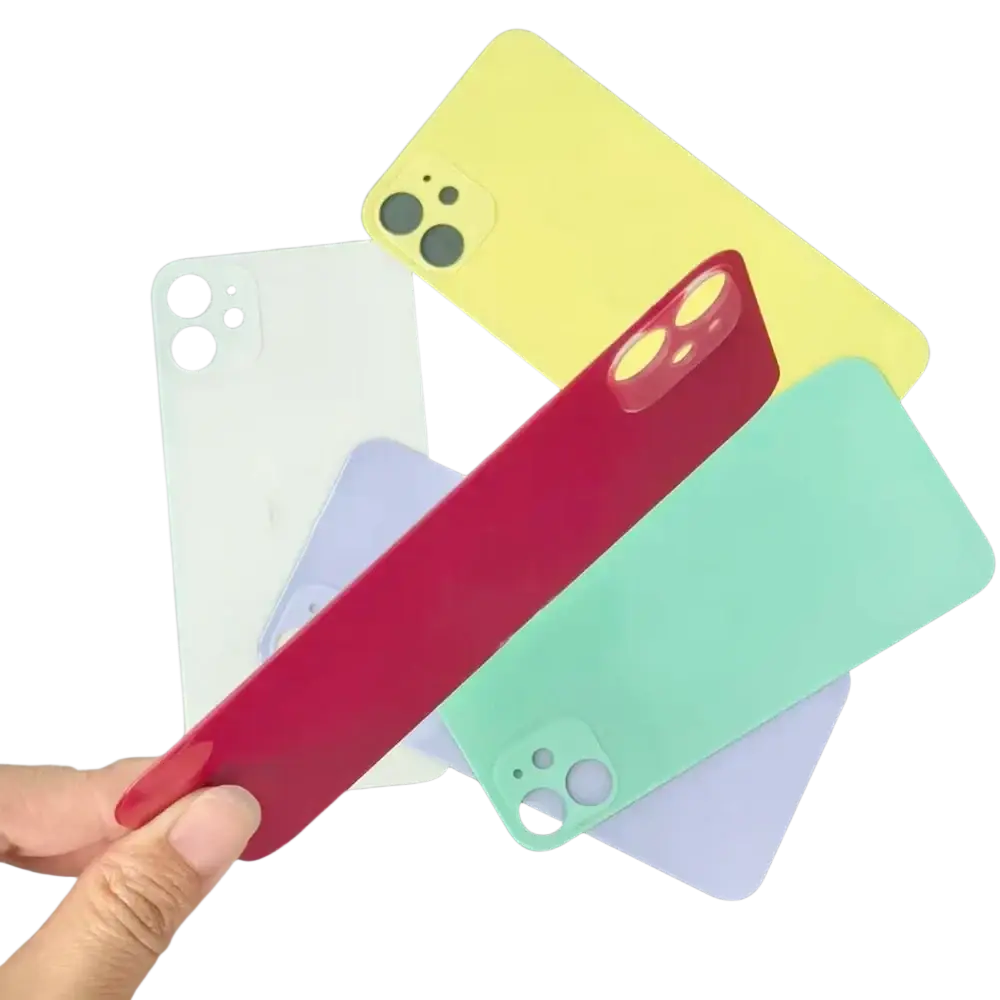 Iphone 11 replacement rear battery door in vibrant red glossy finish with precise cutout for camera lens on back side