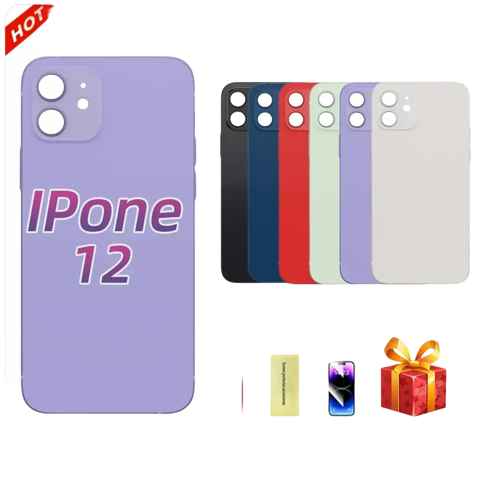 Purple matte-finish glass battery cover replacement showing back side for apple iphone 12 phones