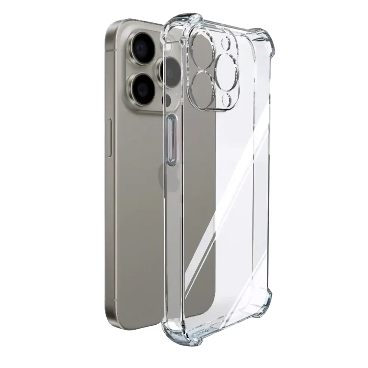 Back side of iphone 13 pro clear shockproof silicone case with reinforced corners and transparent camera cutout