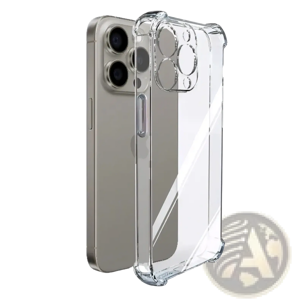 Back side of iphone 13 pro clear shockproof silicone case with reinforced corners and transparent camera cutout