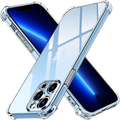 IPhone 13 Pro clear shockproof silicone case showing back with transparent glossy finish and reinforced edges