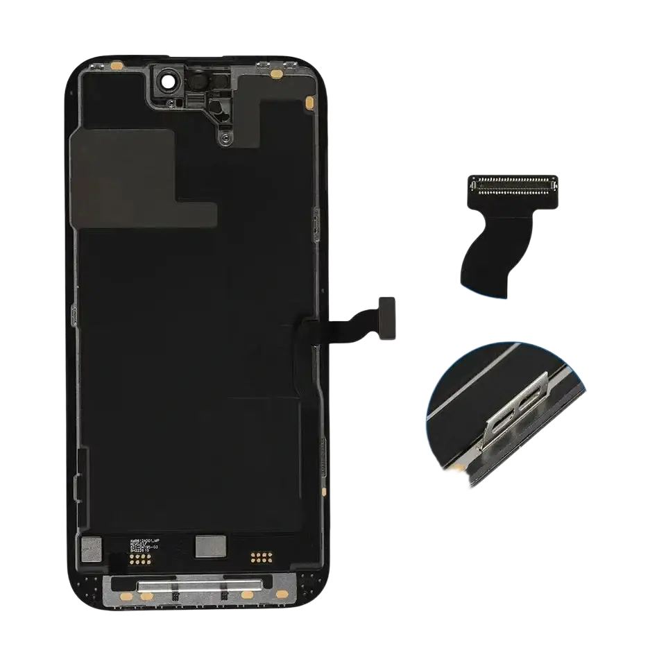 Black iphone 14 pro max original lcd screen assembly with flex cable and middle frame compatible brand part