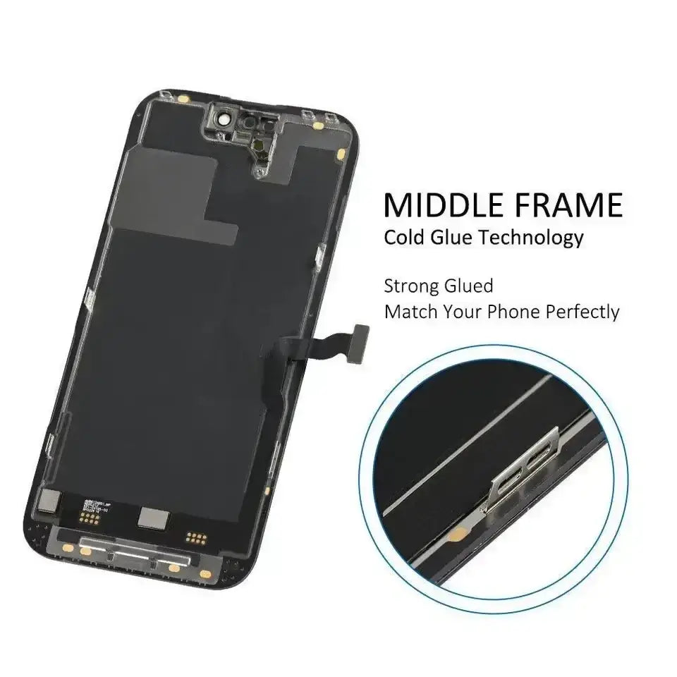 Black middle frame for iphone 14 pro max lcd screen assembly with cold glue technology original replacement part