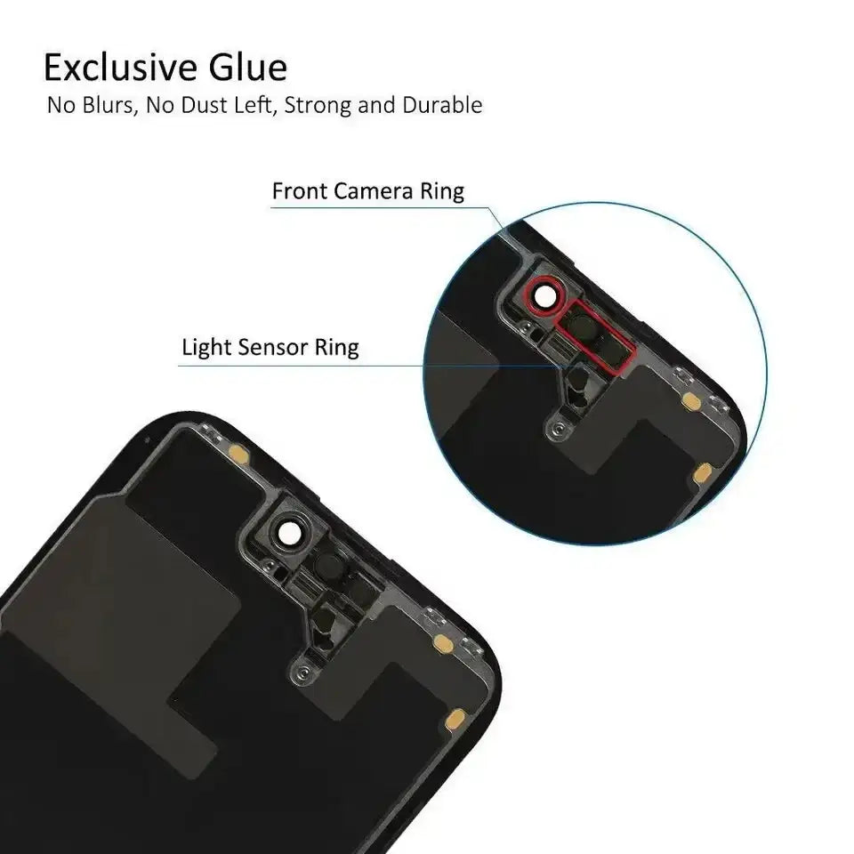 Black front camera and light sensor assembly with red accent ring for iphone 14 pro max lcd screen assembly