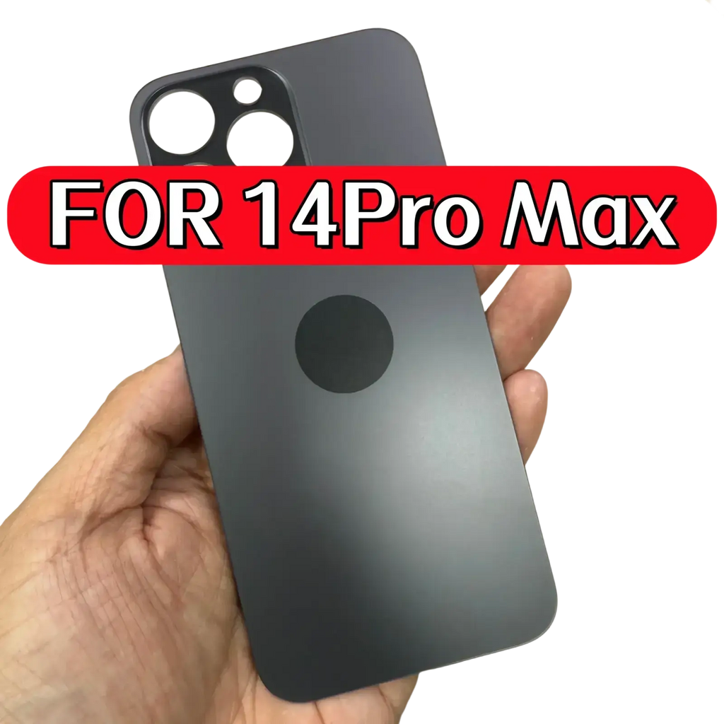 Matte black replacement back cover for iphone 14 pro max shown as a durable white matte glass pro max accessory