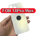 Back side of iphone 14 pro max white matte glass back cover with circular black camera cutout and lens openings