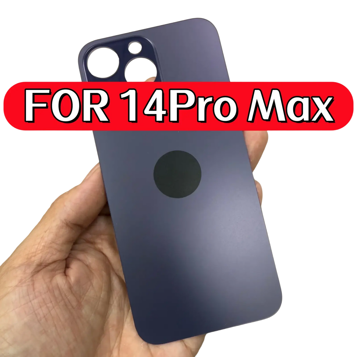 Matte navy blue glass back cover for iphone 14 pro max shown from the back side highlighting sleek design