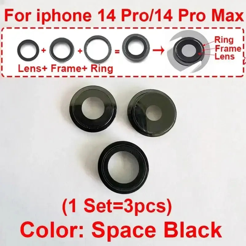 Black space black camera lens ring set made of glass cover with frame for iphone 14 pro max modname=ckeditor