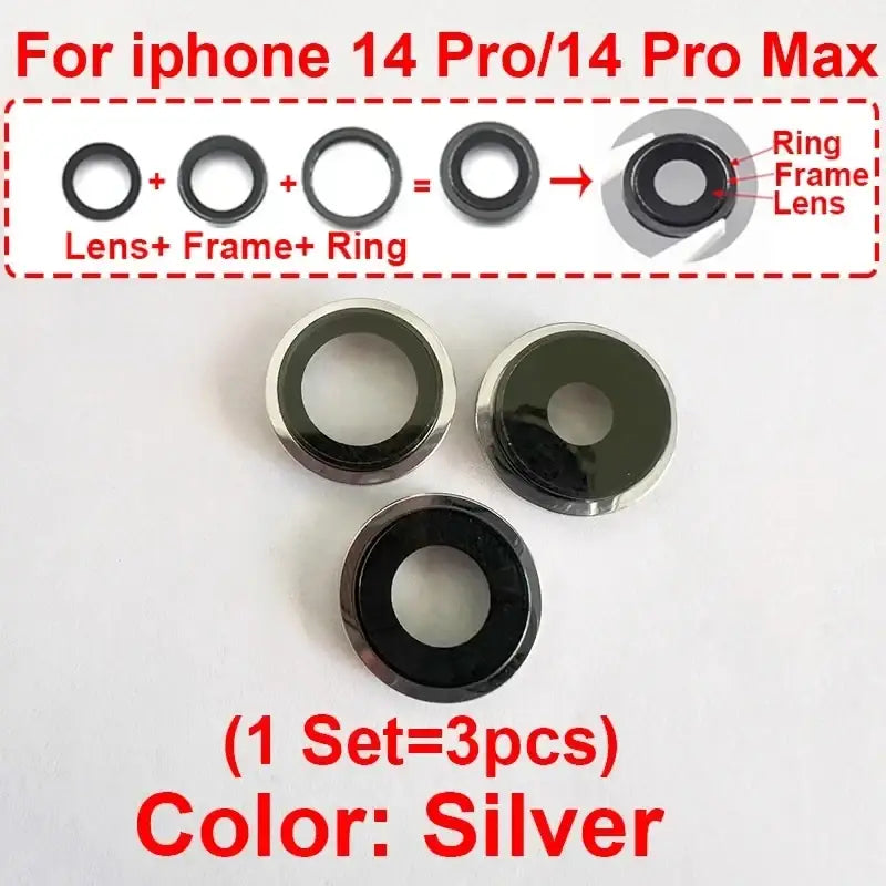 Silver camera lens ring set made of glass cover with frame for iphone 14 pro max modname=ckeditor modname=ckeditor