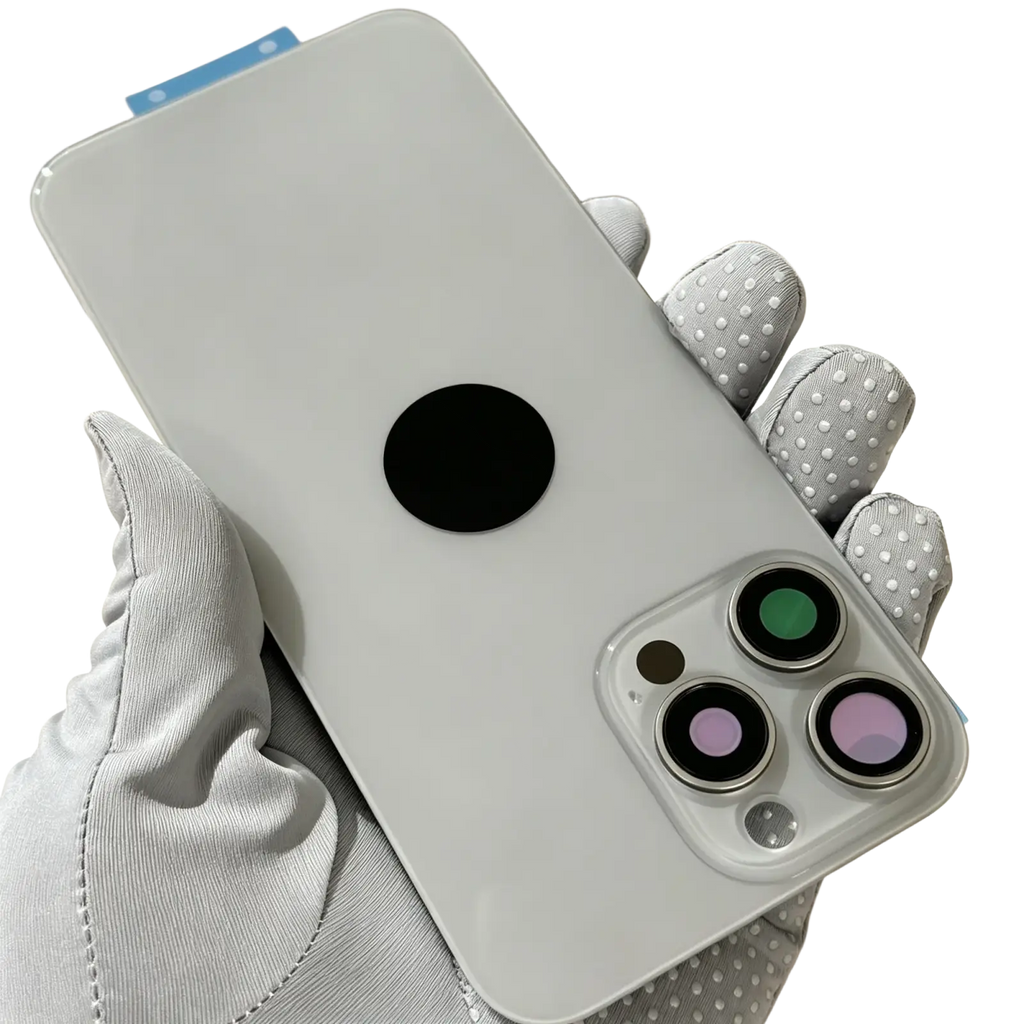 White iphone 13 pro back panel with black magsafe magnet and triple lens camera for iphone 15 16 pro max glass back replacement
