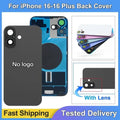 Black matte finish iphone 16 plus replacement back cover glass with dual-camera cutout and no logo shipping fee info included