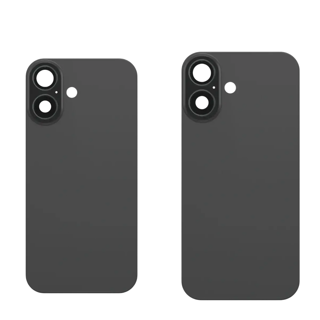 Black matte iphone 16 plus replacement back cover glass showing back side with free shipping fee options available