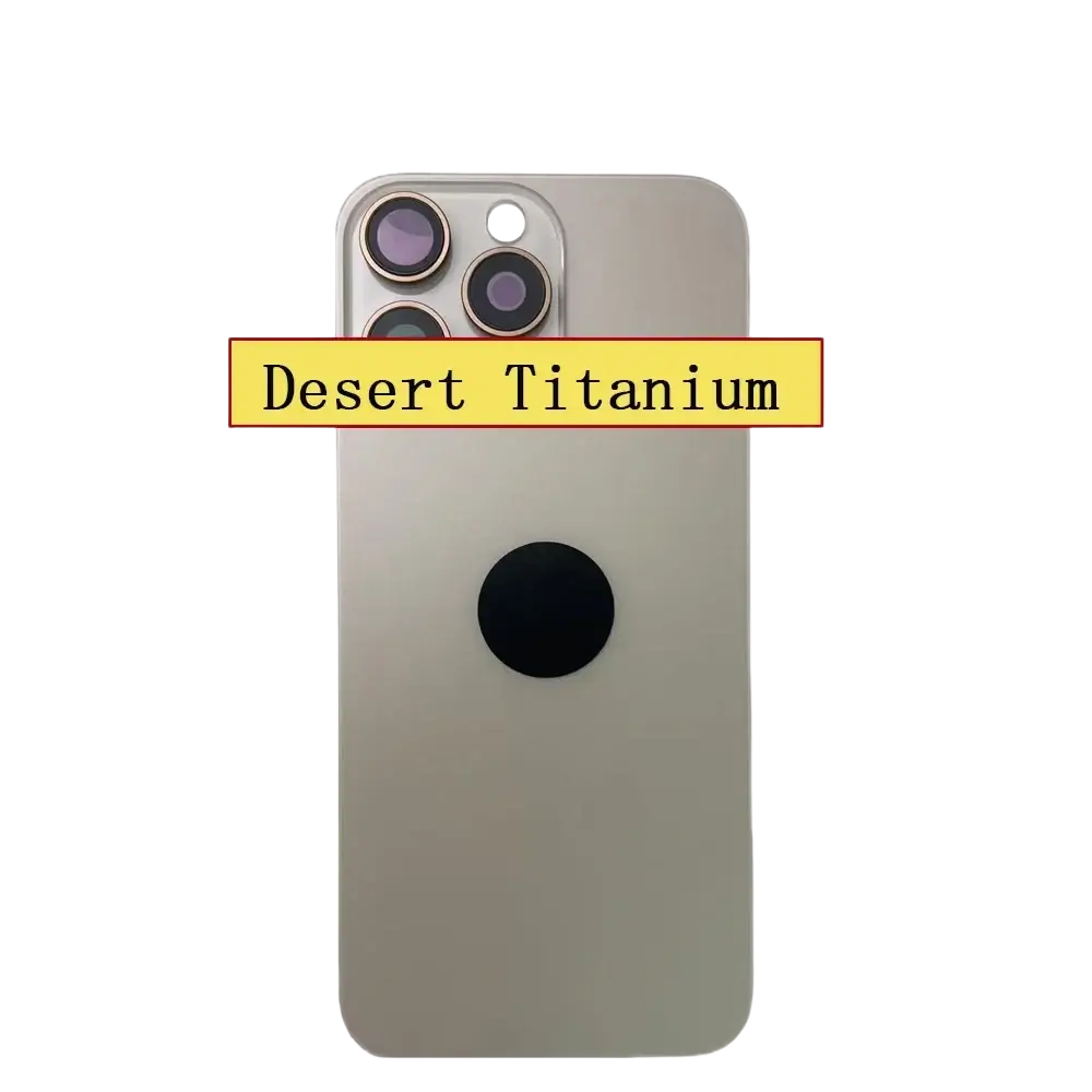 Iphone 16 pro max replacement back glass in desert titanium with camera lens for easy installation back side view