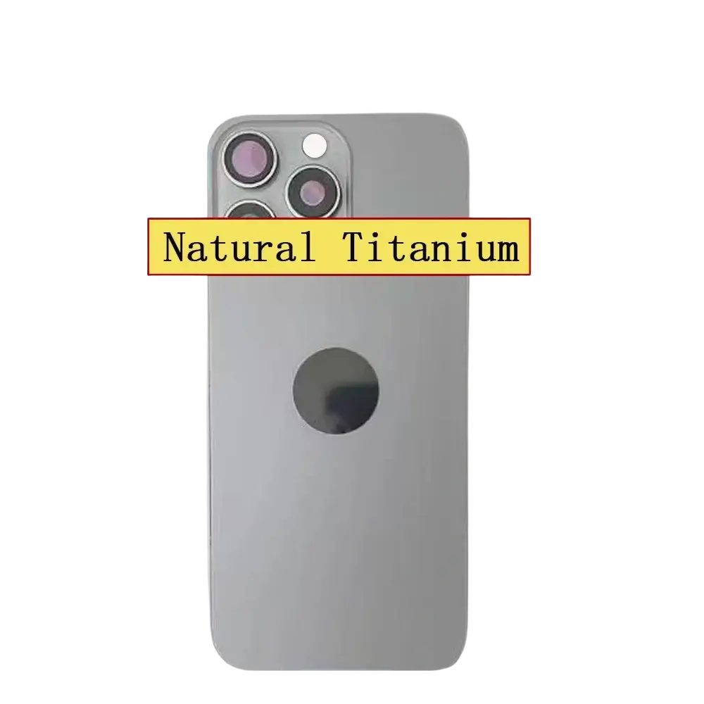 Natural titanium back glass for iphone 16 pro max with sleek metallic finish and precise camera lens cutouts for easy installation