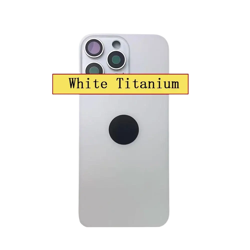 White titanium back glass for iphone 16 pro max replacement with camera lens compatible for broken glass repair