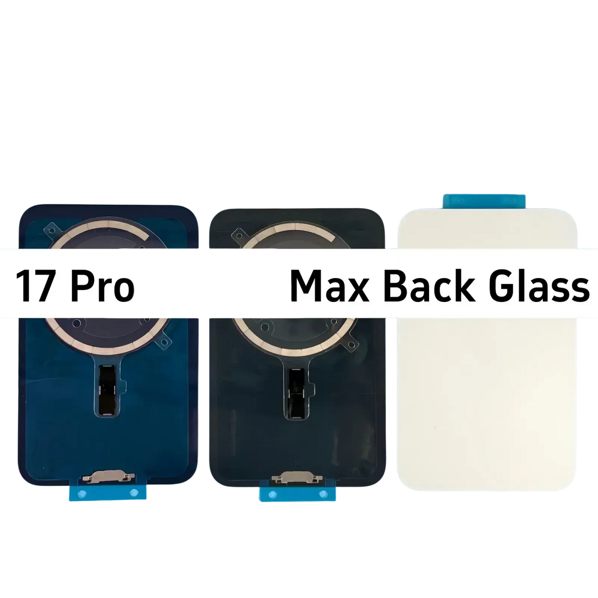 Blue and white glass back panels for iphone 17 pro max battery cover replacement with pro max battery design