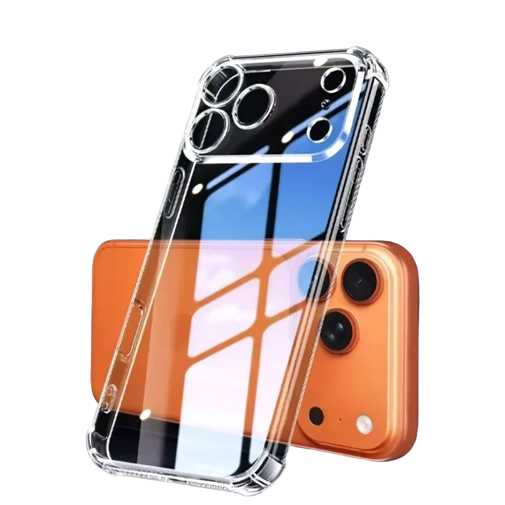 Back side of iphone 17 pro max ultra thin clear tpu case with reinforced edges and precise camera cutouts