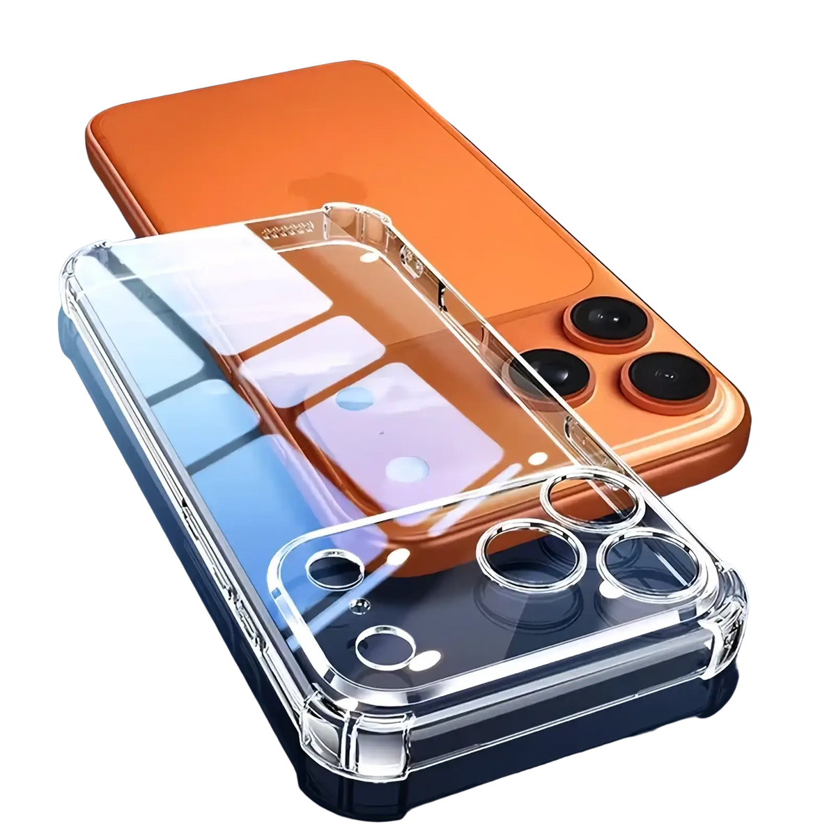 Back view of iphone 17 pro max ultra thin clear tpu case with raised edges and precise camera cutouts