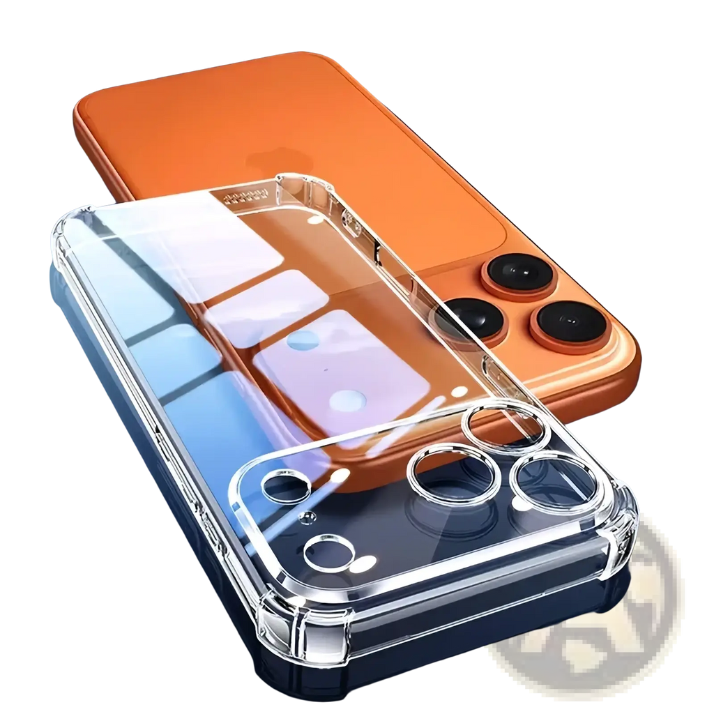 Back view of iphone 17 pro max ultra thin clear tpu case with raised edges and precise camera cutouts