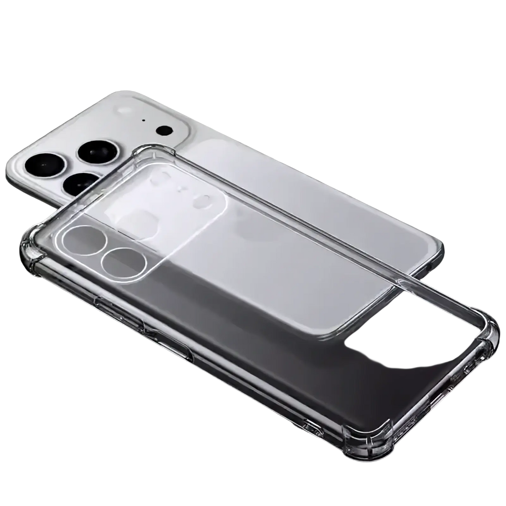 Back side of iphone 17 pro max ultra thin clear tpu case with reinforced edges and precise camera cutouts