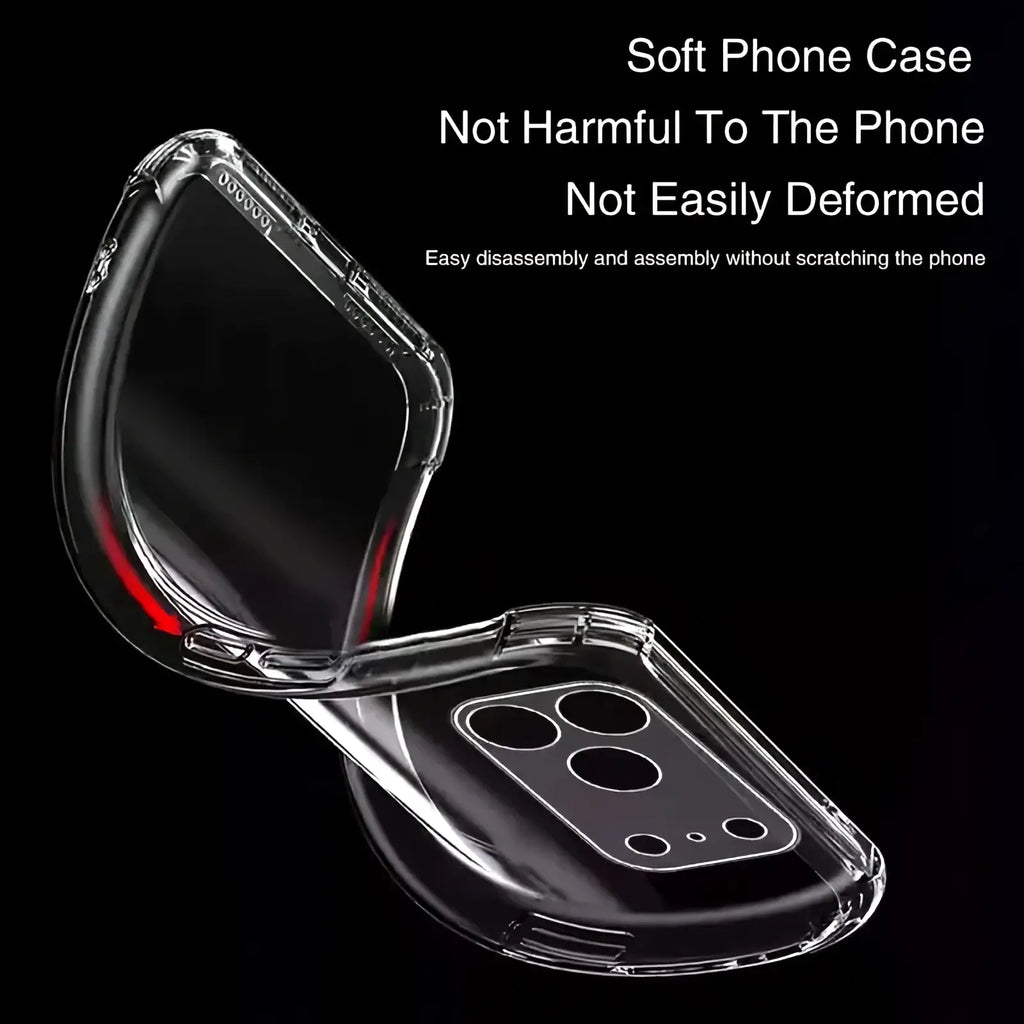 Back side of iphone 17 pro max ultra thin clear tpu case with transparent flexible material and precise camera cutouts