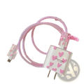Pink coiled iphone charger protector 4 pack tpu wrap with clear heart patterned connectors and white charger with pink hearts