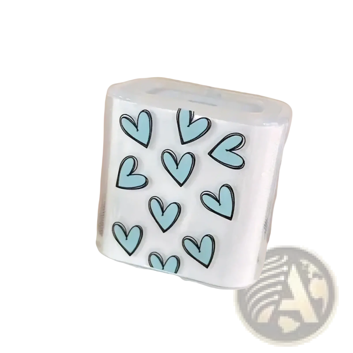 Iphone charger protector 4pack tpu wrap with a white translucent cover featuring light blue hearts outlined in black