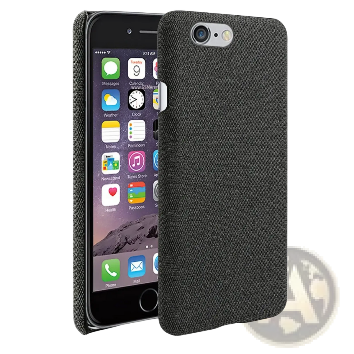 Black textured fabric hard case for iphone se 2016 showing back side slim gray cover for protection