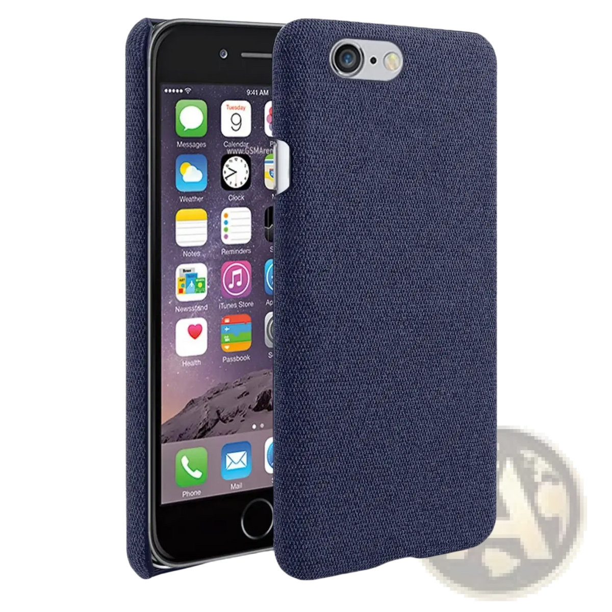 Back side of a navy blue textured fabric iphone se 2016 hard case slim cover for durable protection