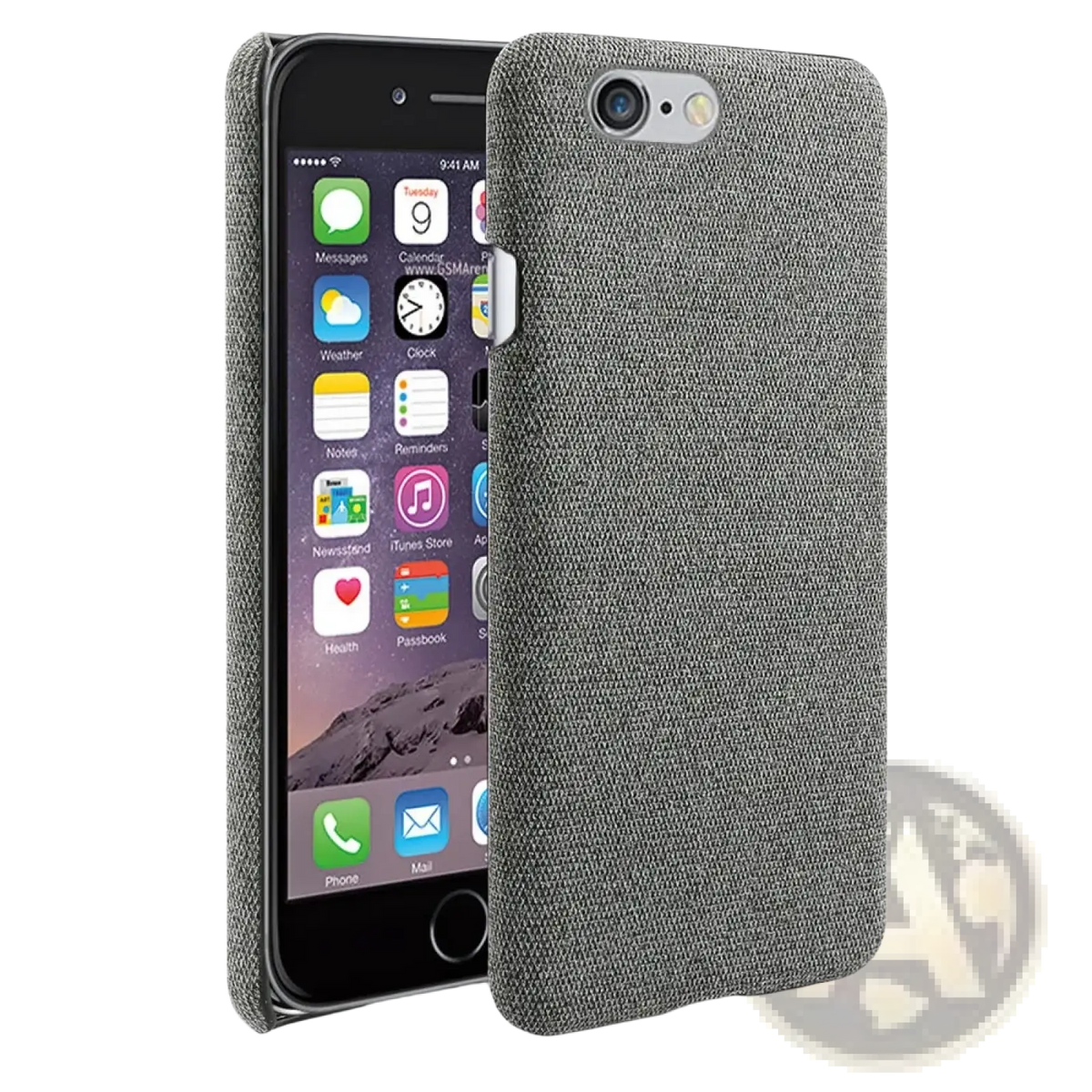Gray textured fabric hard case for iphone se 2016 showing the back side slim protective cover
