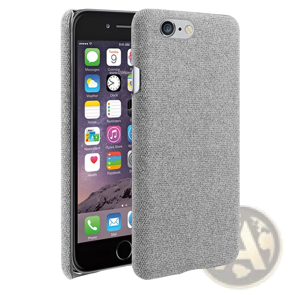 Iphone se 2016 fabric hard case gray slim cover showing the textured fabric back side of the phone case