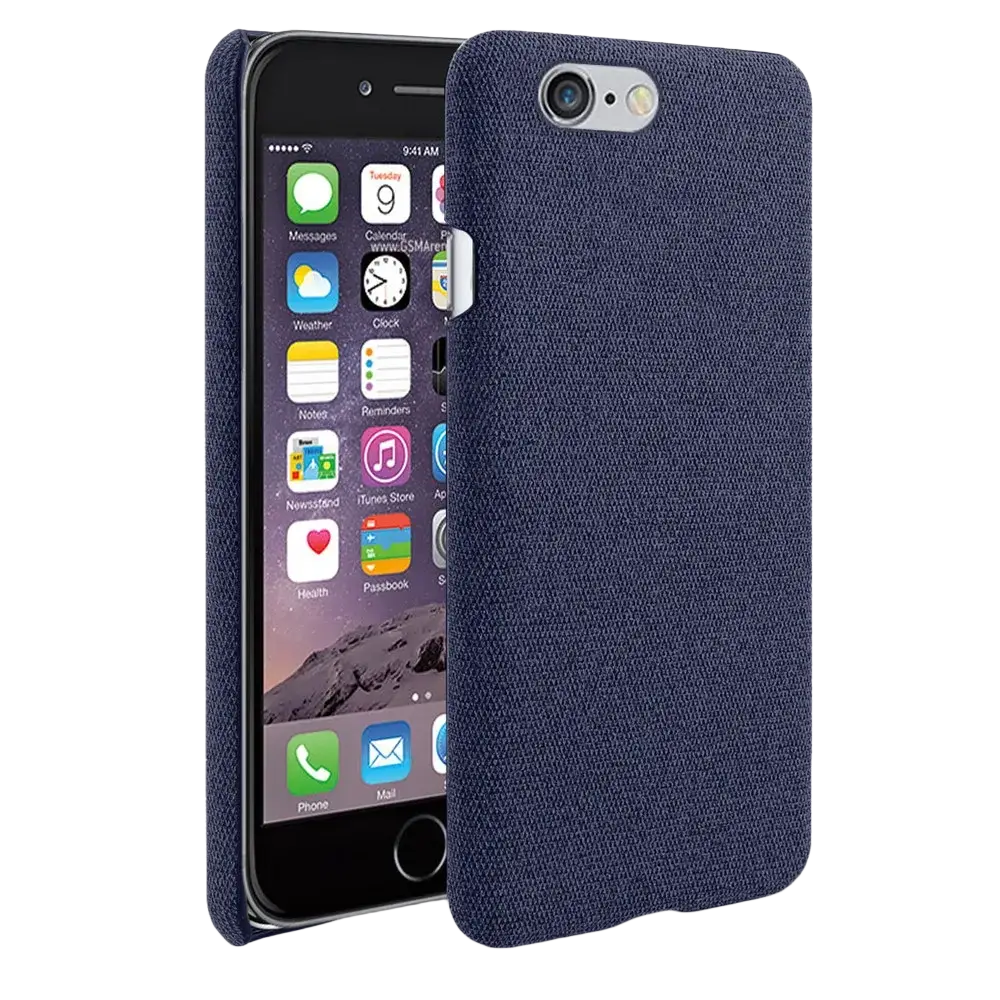 Back side of a navy blue textured fabric iphone se 2016 hard case slim cover for durable protection