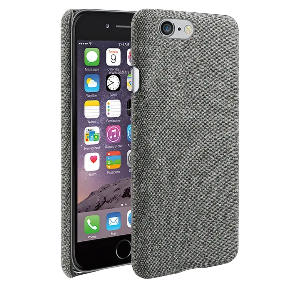 Gray textured fabric hard case for iphone se 2016 showing the back side slim protective cover
