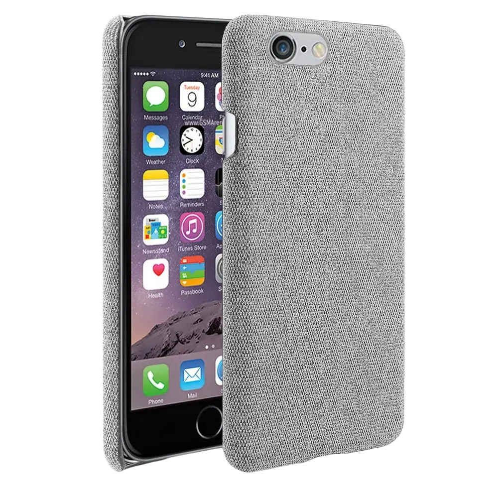 Iphone se 2016 fabric hard case gray slim cover showing the textured fabric back side of the phone case