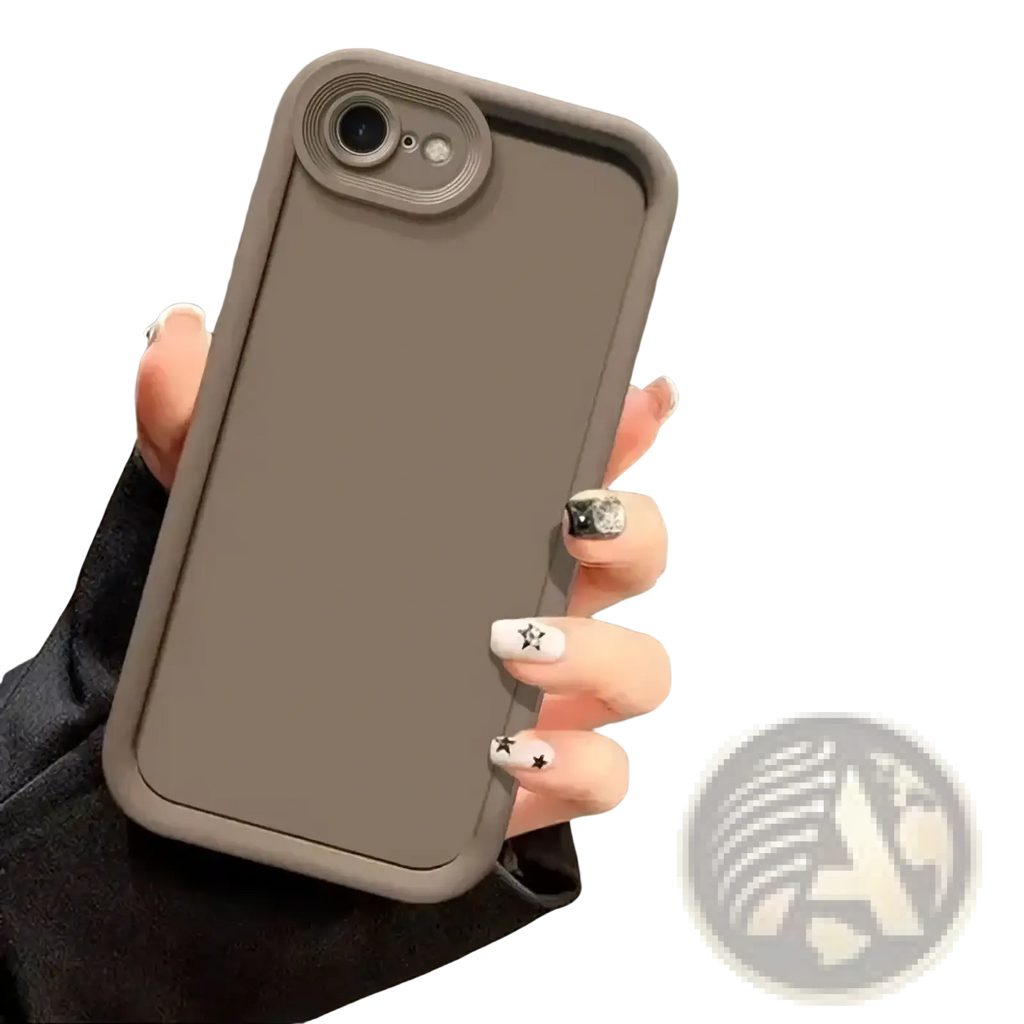 Iphone se 2022 matte shockproof case back side showing sleek matte gray finish with raised camera cutout and textured edges